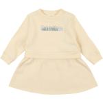 Pastellgelbe Langärmelige Calvin Klein Jeans Mini Kinderkleider für Mädchen Größe 74 