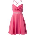 Reduzierte Pinke Ärmellose Vera Mont Mini Wasserfall-Ausschnitt Kurze Abendkleider mit Reißverschluss aus Chiffon für Damen Größe XS Große Größen 