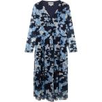 Mitternachtsblaue Blumenmuster Tom Tailor V-Ausschnitt Freizeitkleider aus Polyester für Damen Größe XXL Große Größen 