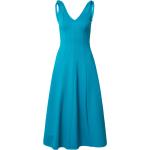 Reduzierte Cyanblaue Unifarbene Ärmellose Closet V-Ausschnitt Abendkleider A-Linie mit Reißverschluss aus Polyamid für Damen Größe S 