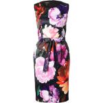 Reduzierte Schwarze Blumenmuster Ärmellose Apart Mini Kurze Abendkleider mit Reißverschluss aus Satin für Damen Größe L Große Größen 