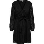 Reduzierte Schwarze Bestickte Langärmelige ONLY Mini V-Ausschnitt Minikleider & kurze Kleider aus Polyester für Damen Größe S 