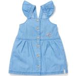 Blaue Bestickte Ärmellose Little Dutch Kinderjeanskleider mit Rüschen mit Knopf aus Denim Größe 104 