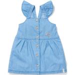 Blaue Bestickte Ärmellose Little Dutch Kinderjeanskleider mit Rüschen mit Knopf aus Denim Größe 98 