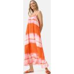 Orange Ärmellose Cotton Candy Maxi Rundhals-Ausschnitt Sommerkleider für Damen Größe S 