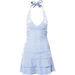 Blaue Bestickte Ärmellose Shyx Mini V-Ausschnitt Neckholderkleider aus Samt für Damen Größe M Große Größen 