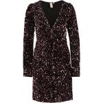 Reduzierte Schwarze ONLY Mini V-Ausschnitt Kurze Abendkleider mit Pailletten aus Polyester für Damen Größe S Große Größen 
