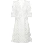 Reduzierte Weiße Bestickte HUGO BOSS HUGO V-Ausschnitt Spitzenkleider mit Rüschen aus Polyester für Damen Größe XS - versandkostenfrei 