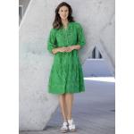 Grüne 3/4-ärmelige bader Stehkragen Sommerkleider aus Baumwolle für Damen Größe XL für den für den Sommer 