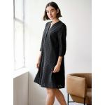 Schwarze 3/4-ärmelige Basler Kleider A-Linie aus Baumwolle maschinenwaschbar für Damen Größe L für den für den Sommer 