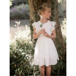 Weiße Bestickte Cyrillus Kinderspitzenkleider mit Ländermotiv mit Reißverschluss aus Baumwolle für Mädchen Größe 116 