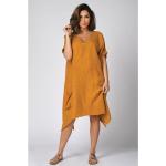 Orange Halblangärmelige Maxi Rundhals-Ausschnitt Sommerkleider für Damen Größe 3 XL 