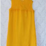Gelbe Vintage Chiffon-Abendkleider Gesmokte mit Reißverschluss aus Chiffon für Damen Größe S 