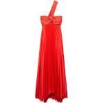 Rote Unifarbene Ärmellose Mango Maxi Asymmetrische Lange Abendkleider mit Reißverschluss für Damen Größe S Große Größen 