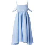 Reduzierte Hellblaue Unifarbene Ärmellose Midi Spaghettiträger-Kleider für Damen Größe M für den für den Sommer 
