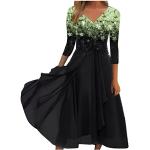 Schwarze Elegante Langärmelige Abendkleider A-Linie aus Tüll für Damen Übergrößen für Hochzeitsgäste für den für den Herbst 