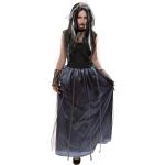 Schwarze Buttinette Maxi Zombiebraut-Kostüme & Geisterbraut-Kostüme aus Satin für Damen Größe M 