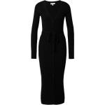 Schwarze Unifarbene Langärmelige EDITED V-Ausschnitt Sweatkleider aus Polyamid für Damen Größe M 