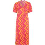 Magentafarbene Vila V-Ausschnitt Freizeitkleider mit Puffärmeln aus Polyester für Damen Größe M Petite 