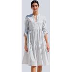Reduzierte Weiße Casual Alba Moda Midi V-Ausschnitt Midikleider & knielange Kleider mit Rüschen für Damen Größe XS 