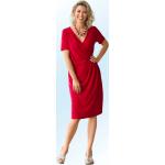 Rote Elegante Kurzärmelige bader V-Ausschnitt Wickelkleider aus Jersey für Damen Größe L 