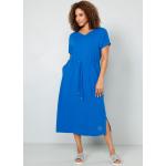 Neonblaue Ethno Kurzärmelige Mia Moda V-Ausschnitt Jerseykleider aus Jersey für Damen für den für den Sommer 