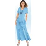 Himmelblaue Kurzärmelige bader Taillierte Kleider aus Jersey für Damen Größe S 