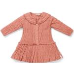 Pinke Langärmelige Kinderlangarmkleider mit Rüschen mit Knopf Größe 80 