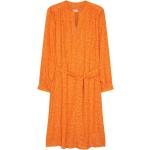 Orange Langärmelige Seidensticker Maxi Sommerkleider für Damen Größe M 