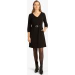 Reduzierte Schwarze 3/4-ärmelige Apart Winterkleider mit Reißverschluss aus Kunstfaser für Damen 