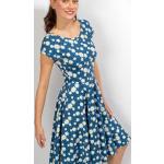 Blaue Blumenmuster Rockabilly Midi Midikleider & knielange Kleider für Damen für den für den Sommer 