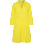 Reduzierte Gelbe Langärmelige 0039 ITALY Midi V-Ausschnitt Sommerkleider aus Leinen für Damen 