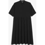 Schwarze Oversize Kurzärmelige Monki Stehkragen Sommerkleider für Damen Größe XS für den für den Sommer 