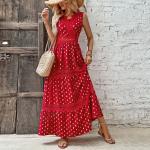 Reduzierte Rote Gepunktete Elegante Ärmellose SheIn Wickelkleider aus Spitze für Damen Größe XL 