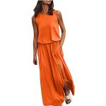 Orange Unifarbene Elegante Ärmellose Spaghettiträger-Kleider aus Chiffon für Damen Größe M für den für den Sommer 