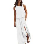 Weiße Unifarbene Elegante Langärmelige Wickelkleider aus Chiffon für Damen Größe 3 XL zur Hochzeit für den für den Sommer 