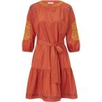 Reduzierte Orange Bestickte Ethno Sienna Mini V-Ausschnitt Festliche Kleider aus Kunstfaser für Damen Größe XS für den für den Sommer 