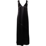 Reduzierte Schwarze Ärmellose Calvin Klein V-Ausschnitt Abendkleider rückenfrei mit Reißverschluss aus Satin für Damen Größe S Große Größen 