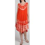 Orange Ärmellose Maxi Rundhals-Ausschnitt Sommerkleider für Damen Einheitsgröße 