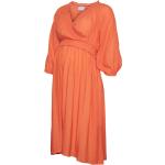 Reduzierte Orange Unifarbene MAMA LICIOUS Midi V-Ausschnitt Stillkleider für Damen Größe S 