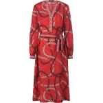 Reduzierte Rote Elegante V-Ausschnitt Damenkleider mit Vogel-Motiv aus Seide maschinenwaschbar Größe M 