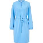 Reduzierte Hellblaue Unifarbene Elegante Langärmelige Reken Maar V-Ausschnitt Winterkleider aus Kunstfaser für Damen 