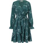 Reduzierte Grüne Business Langärmelige Sienna Winterkleider mit Volants aus Kunstfaser für Damen 