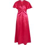Reduzierte Unifarbene Vila Maxi V-Ausschnitt Lange Abendkleider mit Reißverschluss aus Satin für Damen Größe S Große Größen 