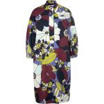 Reduzierte Lila Blumenmuster 3/4-ärmelige Mini Stehkragen Minikleider & kurze Kleider aus Baumwolle maschinenwaschbar für Damen Größe L 