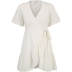 Weiße Bestickte Y.A.S Mini V-Ausschnitt Sommerkleider mit Puffärmeln für Damen Größe M Petite für den für den Sommer 