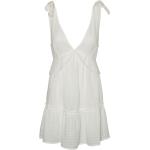 Weiße Ärmellose Vero Moda Mini V-Ausschnitt Sommerkleider mit Volants für Damen Größe S für den für den Sommer 