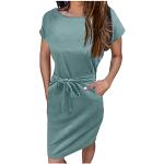 Mintgrüne Unifarbene Elegante Kurzärmelige Rundhals-Ausschnitt Midikleider aus Tüll für Damen Größe L für die Braut für den für den Sommer 
