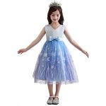 Blaue Elegante Ärmellose Midi V-Ausschnitt Kinderspitzenkleider aus Tüll für Mädchen für den für den Sommer 