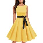 Reduzierte Gelbe Vintage Audrey Hepburn Partykleider mit Reißverschluss für Damen Größe L zur Hochzeit 